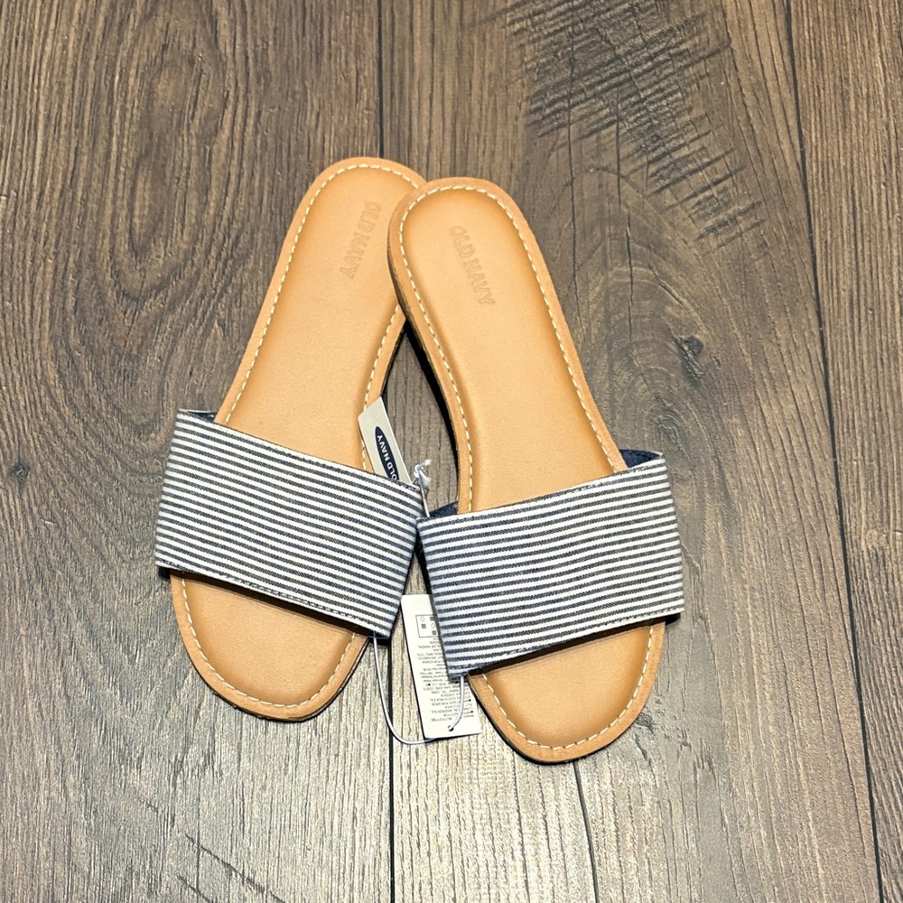 Old Navy Blue Striped Sandals | Casual Summer Slide